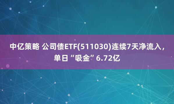 中亿策略 公司债ETF(511030)连续7天净流入,单日“吸金”6.72亿