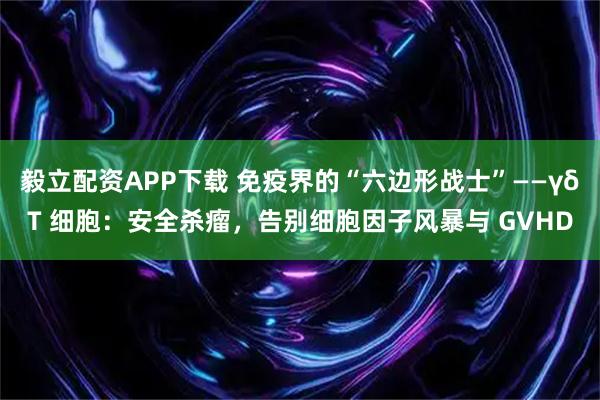 毅立配资APP下载 免疫界的“六边形战士”——γδT 细胞：安全杀瘤，告别细胞因子风暴与 GVHD